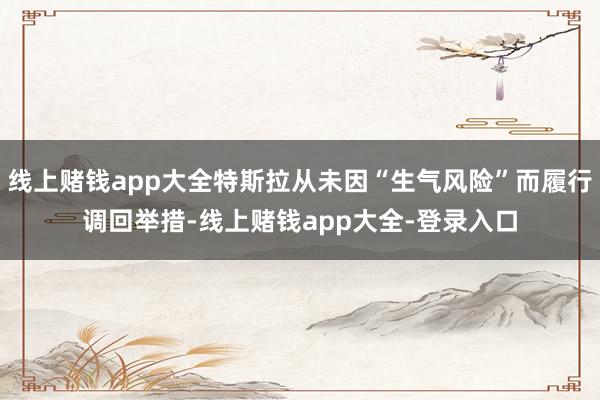 线上赌钱app大全特斯拉从未因“生气风险”而履行调回举措-线上赌钱app大全-登录入口