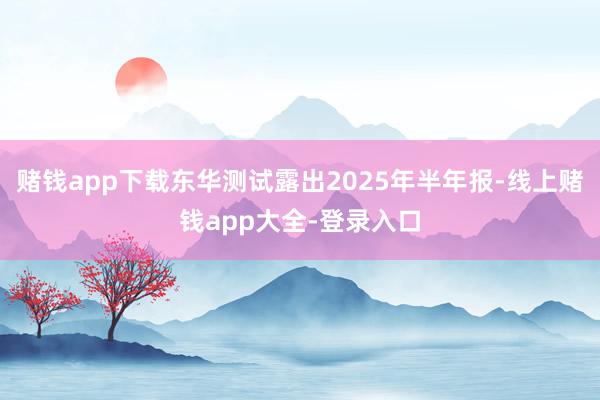 赌钱app下载东华测试露出2025年半年报-线上赌钱app大全-登录入口
