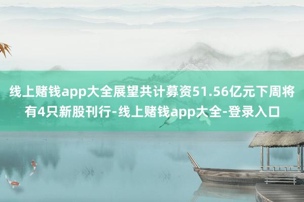 线上赌钱app大全展望共计募资51.56亿元下周将有4只新股刊行-线上赌钱app大全-登录入口