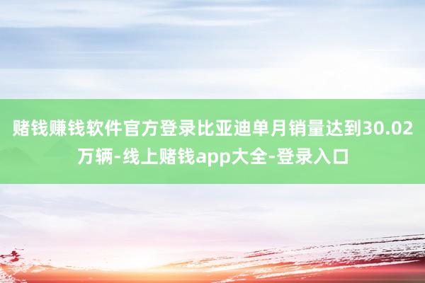 赌钱赚钱软件官方登录比亚迪单月销量达到30.02万辆-线上赌钱app大全-登录入口