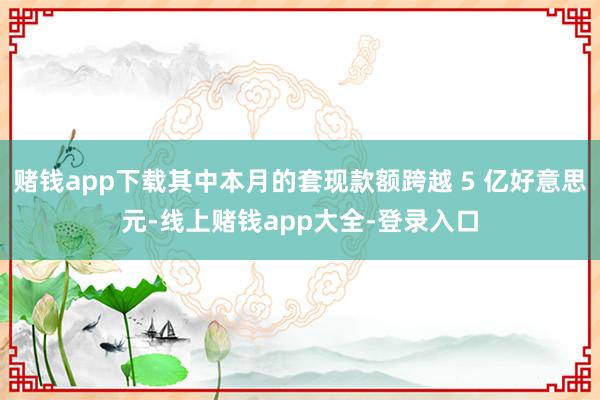 赌钱app下载其中本月的套现款额跨越 5 亿好意思元-线上赌钱app大全-登录入口